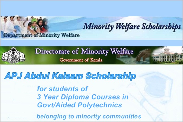 Kerala Directorate of Minority Welfare APJ Abdul Kalaam Scholarship